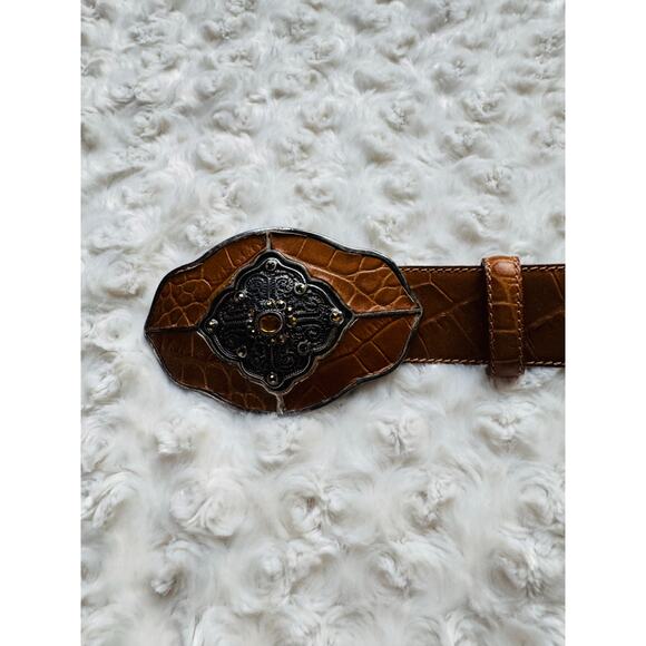 Vitanuova Firenze Genuine Leather Made in Italy Art Crystal Jewel Brown Belt VTG main image 6